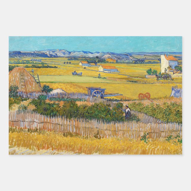 Feuille De Papier Cadeau Vincent van Gogh - Récolte à La Crau (Devant)
