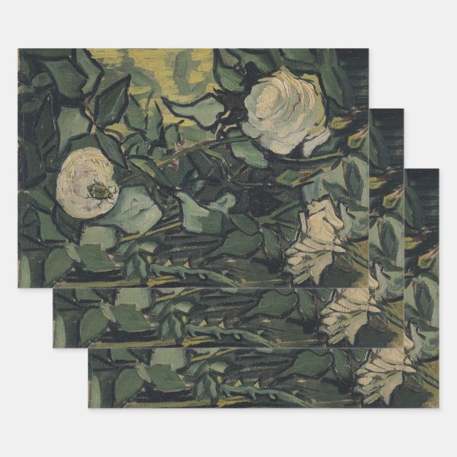 Feuille De Papier Cadeau Vincent van Gogh - Roses et Scarabée (Lot)