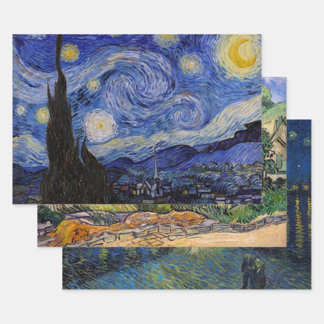 Feuille De Papier Cadeau Vincent Van Gogh - Sélection de chefs-d'oeuvre (Lot)