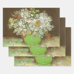 Feuille De Papier Cadeau Vincent van Gogh - Vase avec des zinnias et des fl