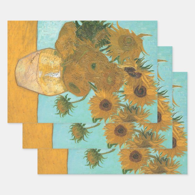 Feuille De Papier Cadeau Vincent van Gogh - Vase avec douze tournesols (Lot)