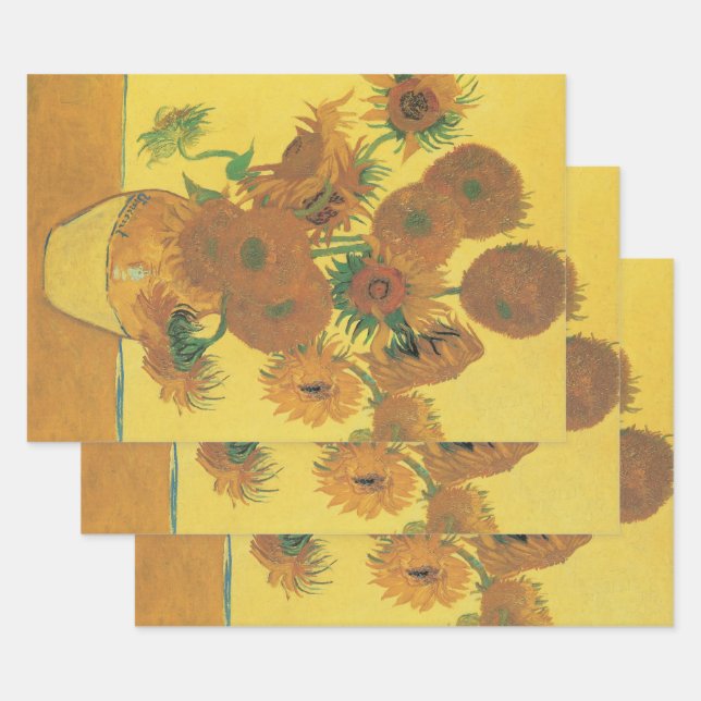 Feuille De Papier Cadeau Vincent van Gogh - Vase avec quinze tournesols (Lot)