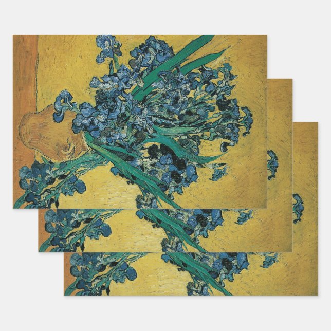 Feuille De Papier Cadeau Vincent van Gogh - Vase w Irises Arrière - plan ja (Lot)