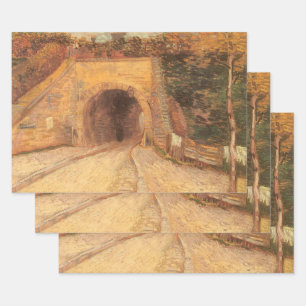 Feuille De Papier Cadeau Vincent van Gogh - Voie de chemin de fer sous un v