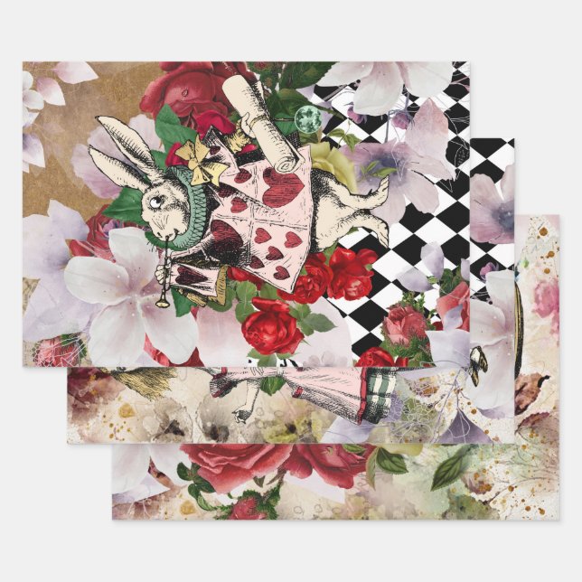 Feuille De Papier Cadeau Vintage Alice au pays des merveilles (Lot)