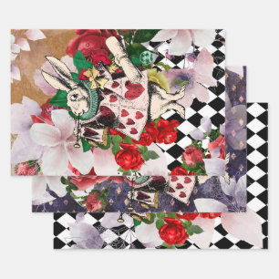 Feuille De Papier Cadeau Vintage Alice au pays des merveilles Lapin blanc