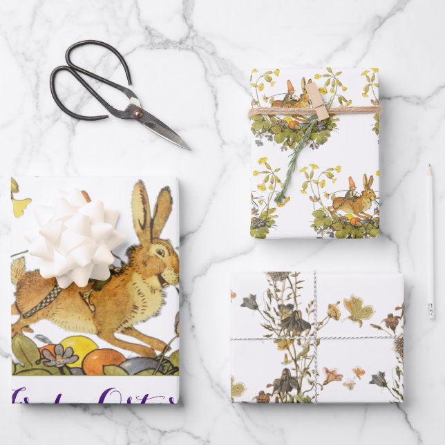 Feuille De Papier Cadeau Vintage allemand Joyeux Pâques (Recto)