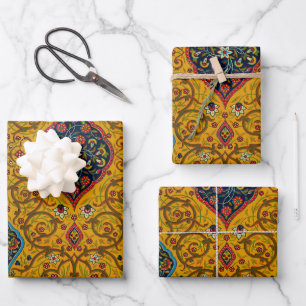 Feuille De Papier Cadeau Vintage Art Floral Perse Décoratif