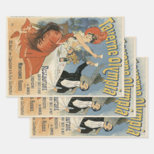 Feuille De Papier Cadeau Vintage Art Nouveau, Restaurant Taverne Olympia