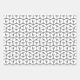 Feuille De Papier Cadeau Vintage avion SilhouetteCUSTOM COULEUR ARRIÈRE - 