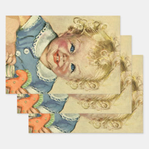 Feuille De Papier Cadeau Vintage Blonde Scandinave bébé garçon ou fille