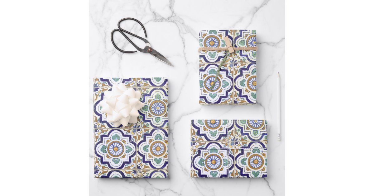 Lot De 8 Feuilles De Papier Cadeau De Noël Rose Et Bleu Avec Motif