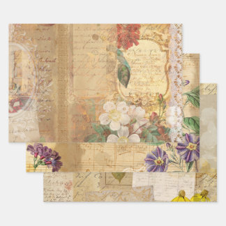 Feuille De Papier Cadeau Vintage Botanique Rétro Victorien Age