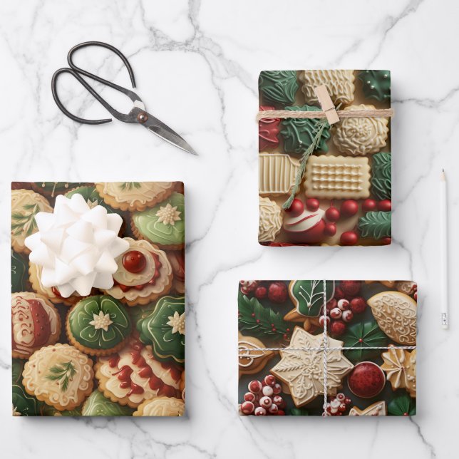 Feuille De Papier Cadeau Vintage Christmas Cookie Retro (Recto)
