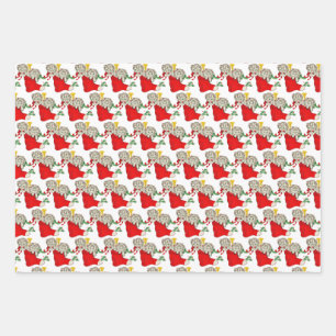 Feuille De Papier Cadeau Vintage Christmas Kittens