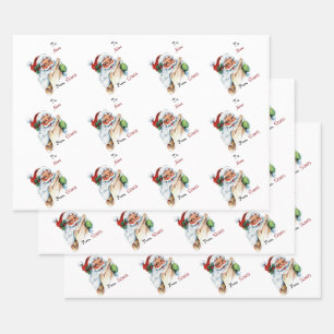 Feuille De Papier Cadeau Vintage Christmas Père Noël Personnalisé À et De N