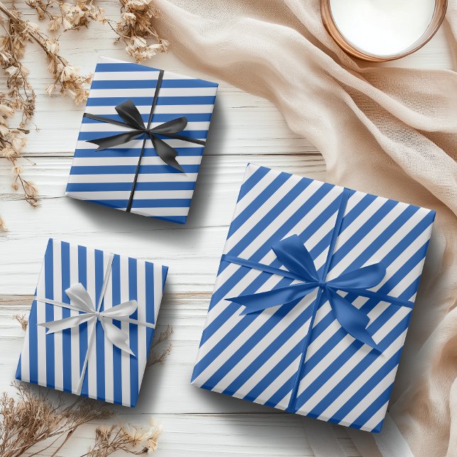 Feuille De Papier Cadeau Vintage Classic Bleu & Blancs (Créateur téléchargé)