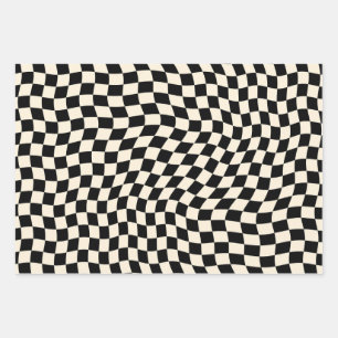 Feuille De Papier Cadeau Vintage damier noir et blanc moderne tendance