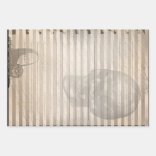 Feuille De Papier Cadeau Vintage Ephemera Halloween Crâne fantôme