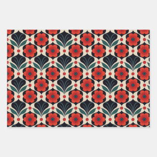 Feuille De Papier Cadeau Vintage et Motif folklorique