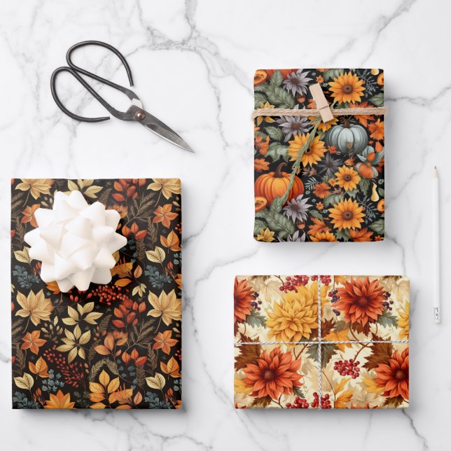 Feuille De Papier Cadeau Vintage Fall  (Recto)