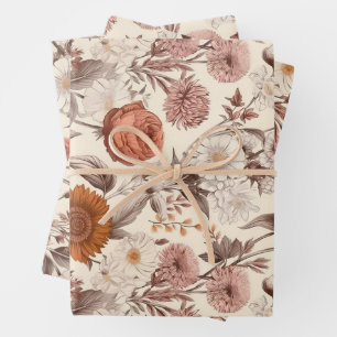 Feuille De Papier Cadeau Vintage Floral Antique Crème Blush Boho Fleur sauv