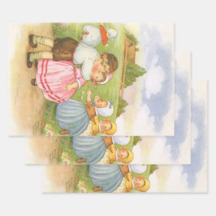 Feuille De Papier Cadeau Vintage Georgie Porgie Mère Goose Nursery Rhymes