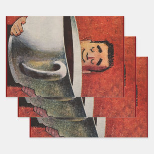 Feuille De Papier Cadeau Vintage Happy Man Boire la Coupe Géante de Café