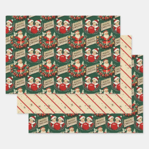 Feuille De Papier Cadeau Vintage Holiday Cheval en Vert