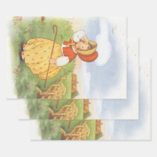 Feuille De Papier Cadeau Vintage Little Bo Peep Mère Goose Nurserme Rhyme