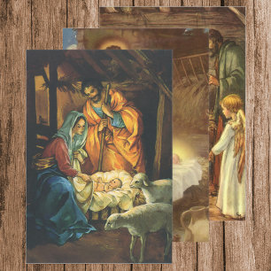 Feuille De Papier Cadeau Vintage Noël Nativité Scènes Variété Pack