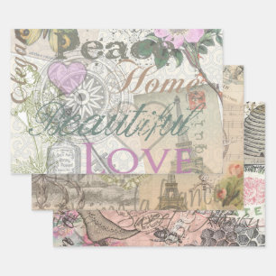 Feuille De Papier Cadeau Vintage Peace Home Belle Amour