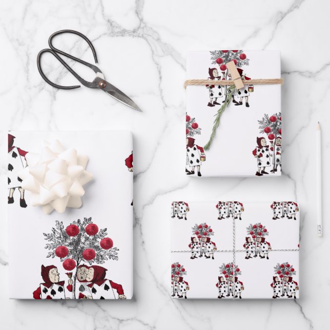 Feuille De Papier Cadeau Vintage peinture rouge Rose (Recto)