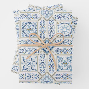 Feuille De Papier Cadeau Vintage Portugal Azulejo traditionnel