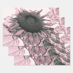 Feuille De Papier Cadeau Vintage Tournesol Géant Blush Pink Découpage Art