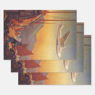 Feuille De Papier Cadeau Vintage voyage, planez au-dessus des jonques à Hon