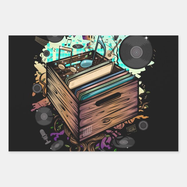 Feuille De Papier Cadeau Vinyl Crate (Devant)
