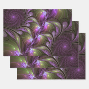 Feuille De Papier Cadeau Violet Abstrait violet violet kaki fractal