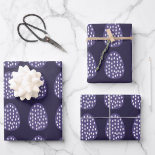 Feuille De Papier Cadeau Violet Joyeux Motif des oeufs de Pâques