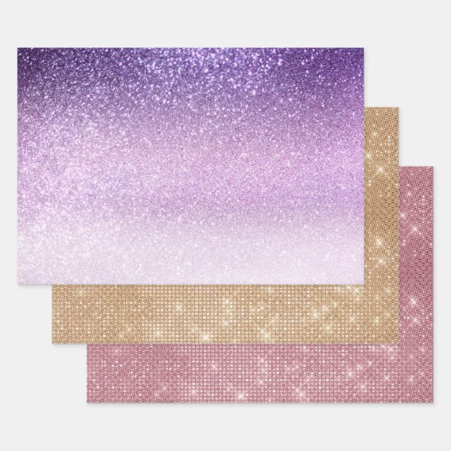 Feuille De Papier Cadeau Violet Lilac Pastel Purple ombre (Lot)