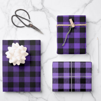 Feuille De Papier Cadeau Violet Ombre Buffalo Plaid Petit