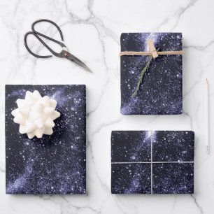 Feuille De Papier Cadeau Violet violet violet très peri noir galaxie abstra