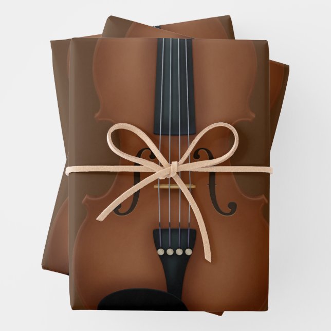 Feuille De Papier Cadeau Violon de Trompe L'oeil Viola Instrument de musiqu (En situation)