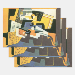 Feuille De Papier Cadeau Violon et Verre de Juan Gris, Cubisme Vintage