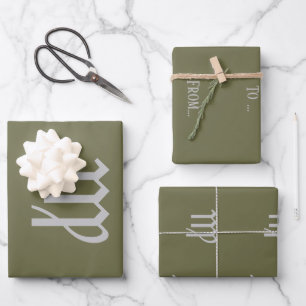 Feuille De Papier Cadeau Virgo Zodiac - Couleur olive