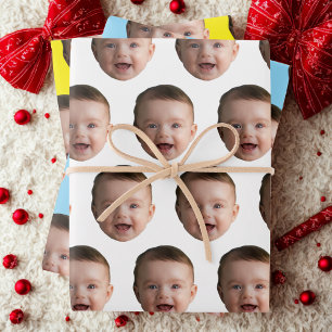 Feuille De Papier Cadeau Visage de bébé personnalisé, photo drôle personnal