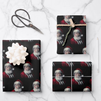 Feuille De Papier Cadeau Visage de Trump Père Noël Vintage Drôle de Noël Fê