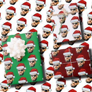 Feuille De Papier Cadeau Visage personnalisé Santa Hat Cadeau Envelopper de