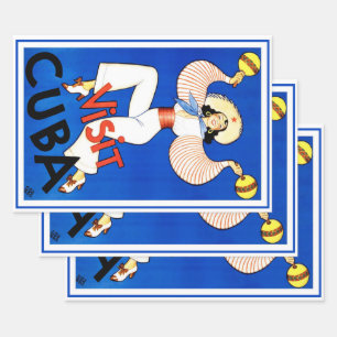 Feuille De Papier Cadeau Visitez La Havane, Cuba, Affiche de voyage vintage