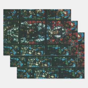 Feuille De Papier Cadeau Vitrail d'église religieuse vintage